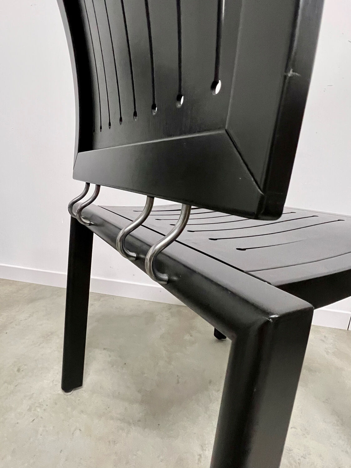 Lot 4 old vintage design chairs Dieticker Bruno Rey black wood year 70