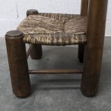 Brutalist children's chair by Charles Doudouyt 1960 oak and wicker