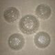 Lot salad bowl and 4 cups in pressed molded glass
