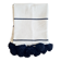 Plaid tissé main à rayures noires et pompons
