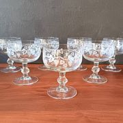7 coupes à champagne, coupes en verre vintage