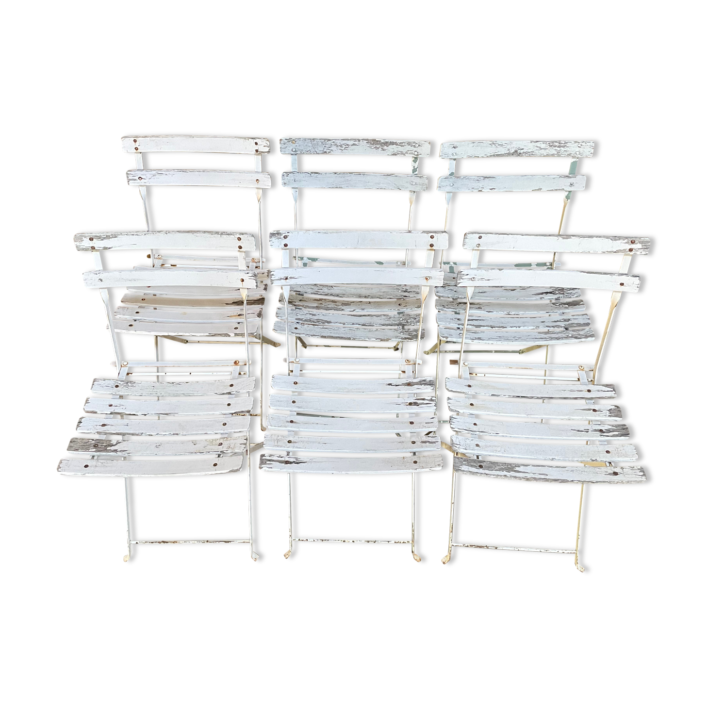 Suite de 6 chaises de jardin pliantes en lattes