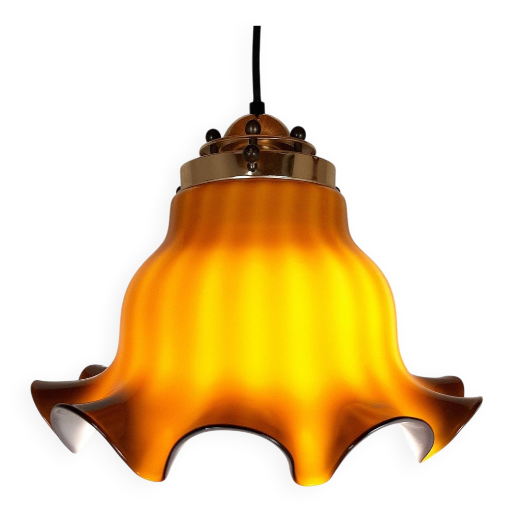 Brown glass pendant lamp, 1970s