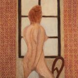 Painting, in front of a window