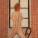 Painting, in front of a window