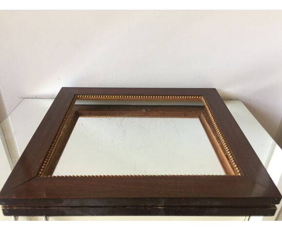 Antique Wooden mahogany Frame gold colored pearl shaped border