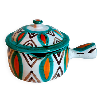 Ceramic covered caquelon by Antoine Fazio in vintage Vallauris