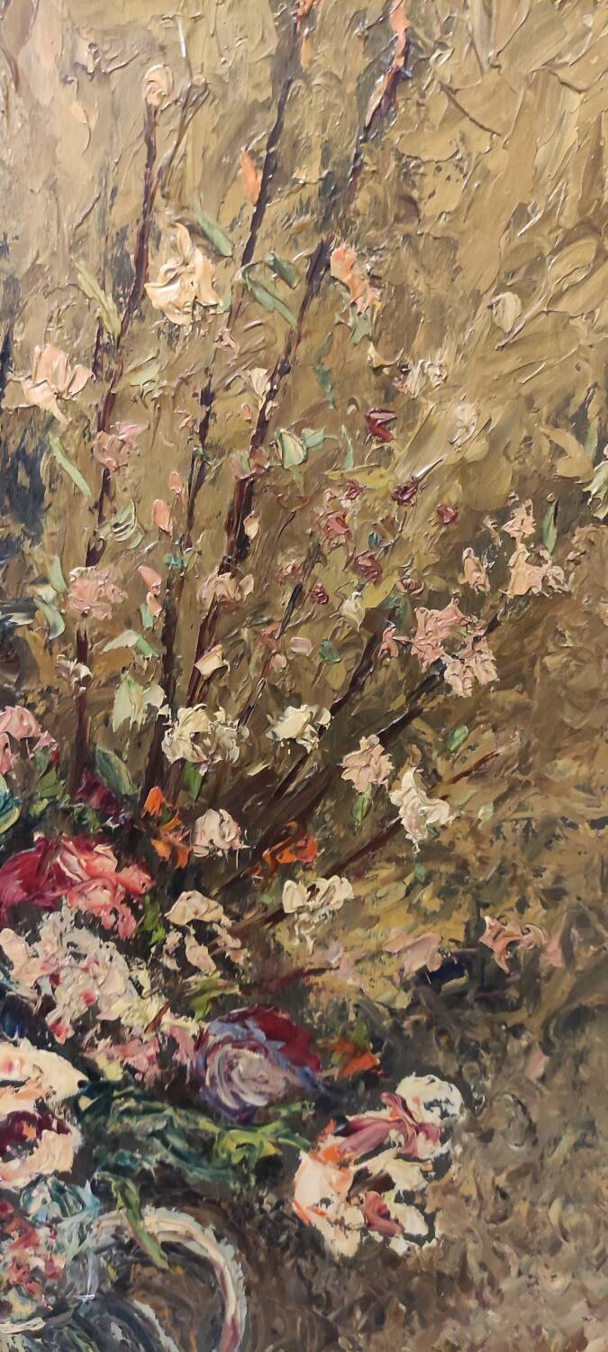 Signed flower bouquet painting