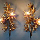 Large pair of brass wall sconces, Maison Jansen, 1960-70.