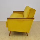 Velvet Daybed Sofa with fold-out function, 1960s