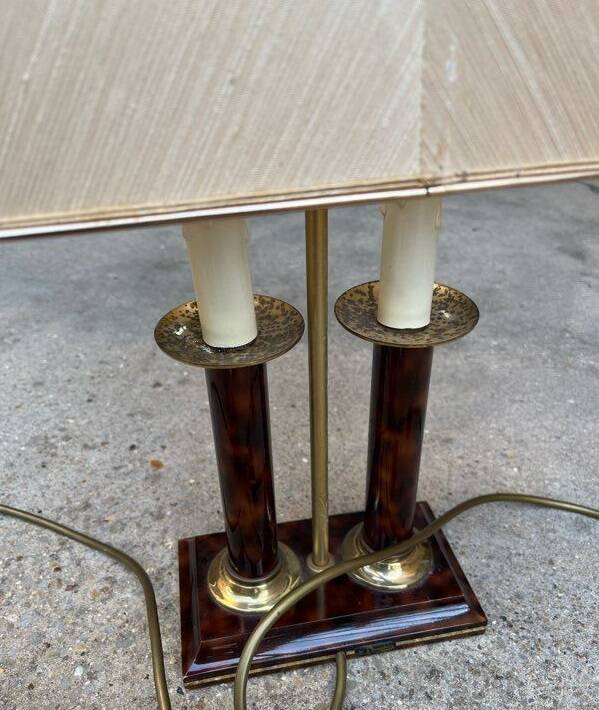 Double column lamp "Le Dauphin" – Turtle shell effect and brass