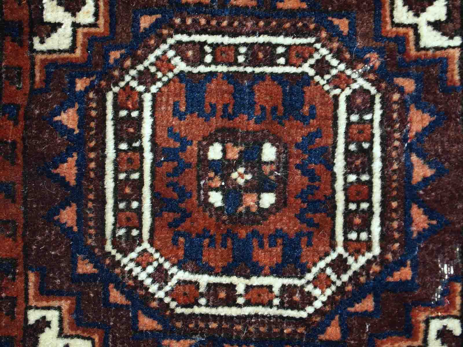 Ancient Afghan Baluch handmade carpet 44cm x 45cm 1900s, 1C384