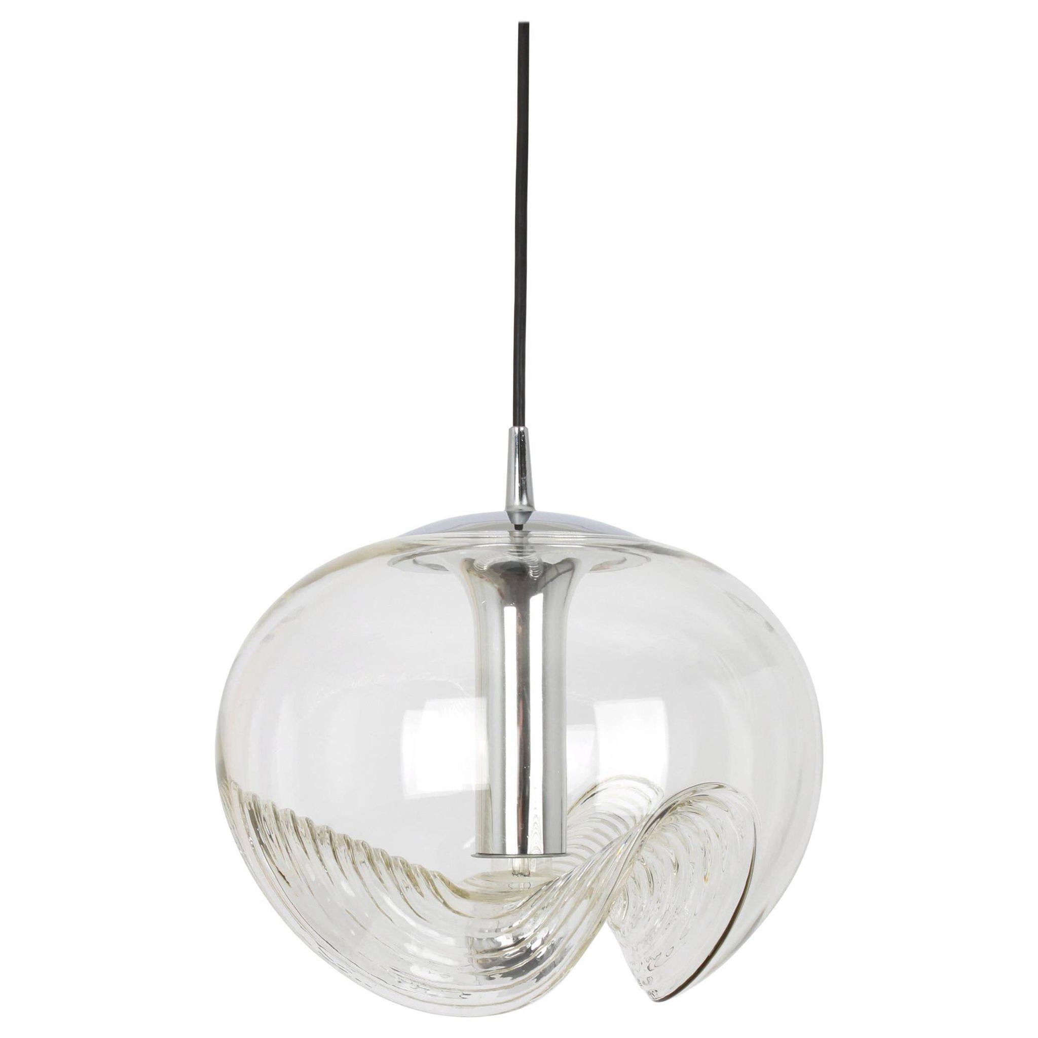 Clear Glass Pendants designed by Koch & Lowy, Germany, 1970s
