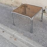 Vintage coffee table chrome and smoked glass