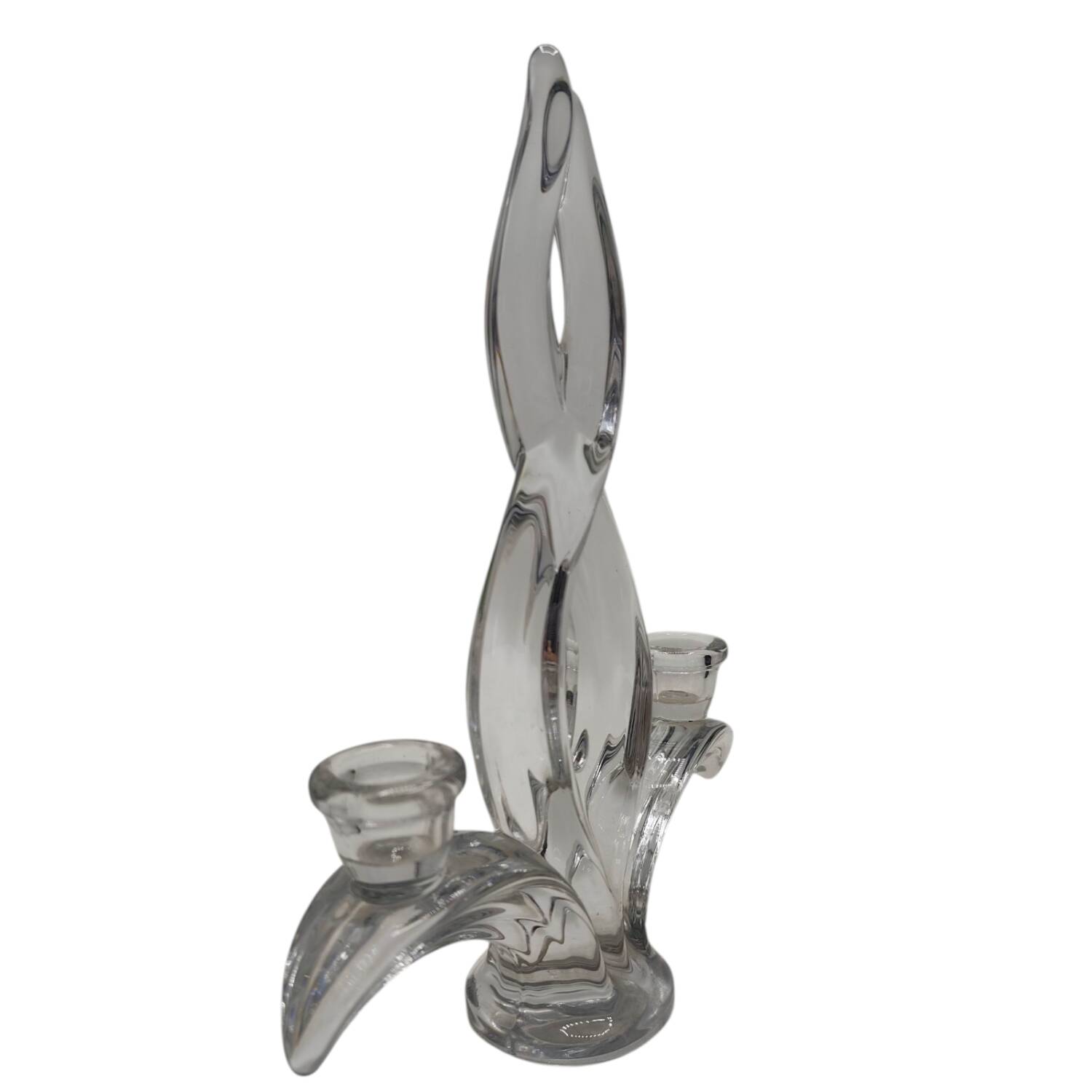 Vintage 1950s Art Deco Style Glass Candelabra - Sculptural Design