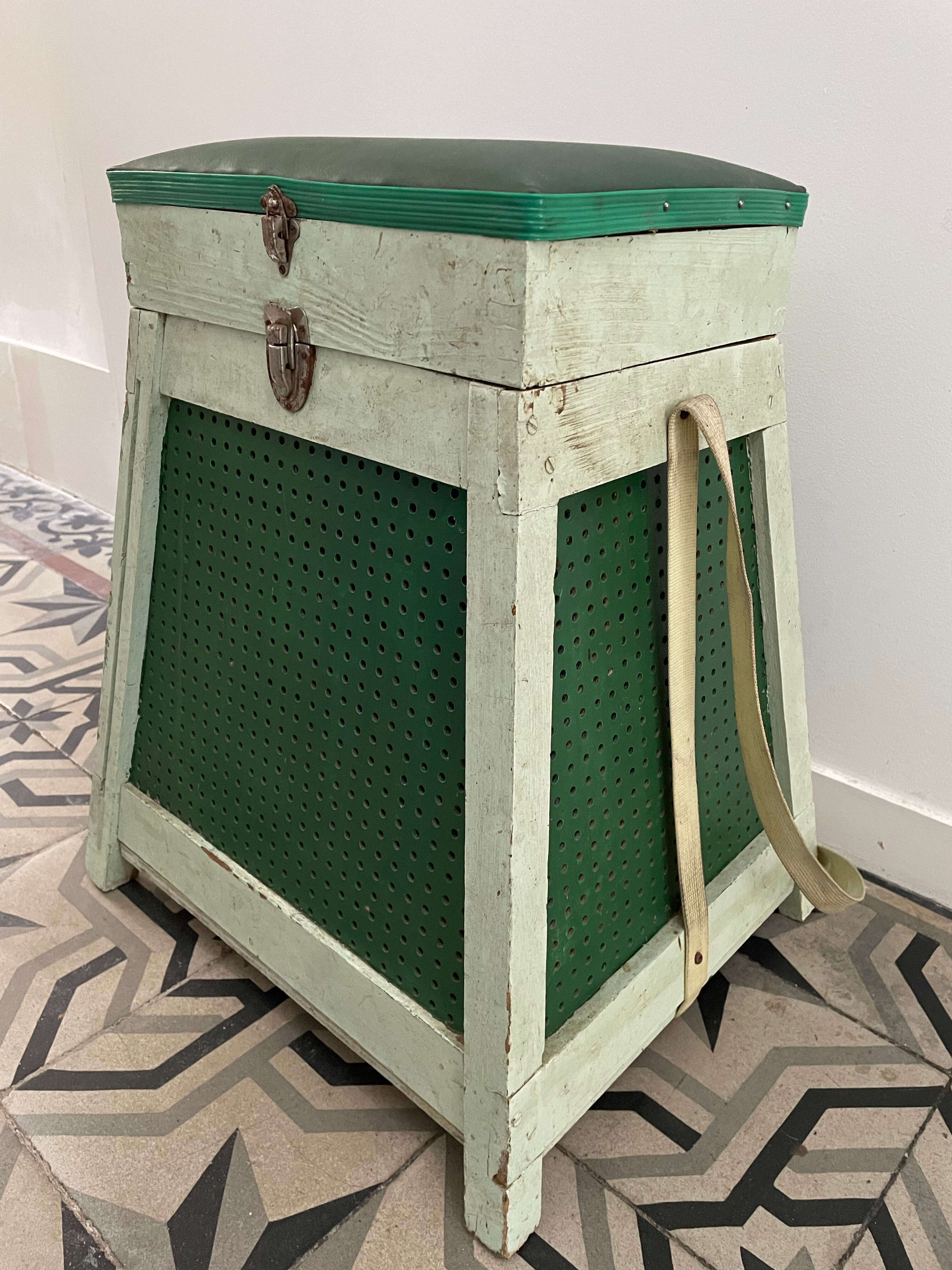 Vintage fishing chest stool