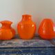 Vintage pendant lamp in electrified orange opaline to nine