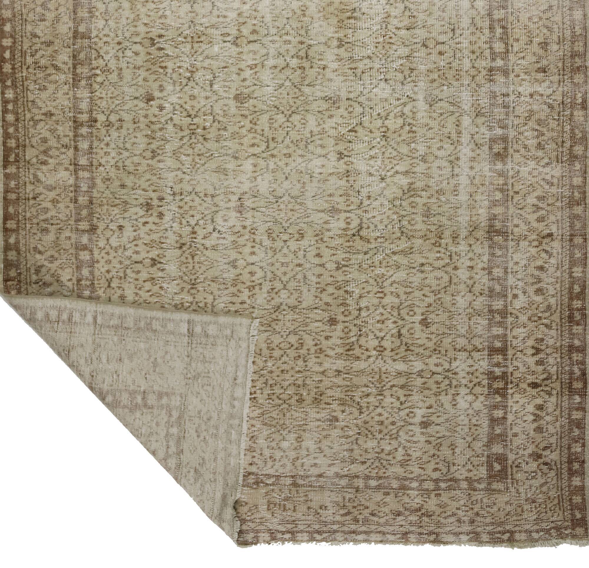 Grand Tapis Oushak Ancien – Tons Neutres & Motifs Discrets, 190 x 296 cm