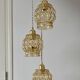Suspension triple globes vintage en verre ambré bulle