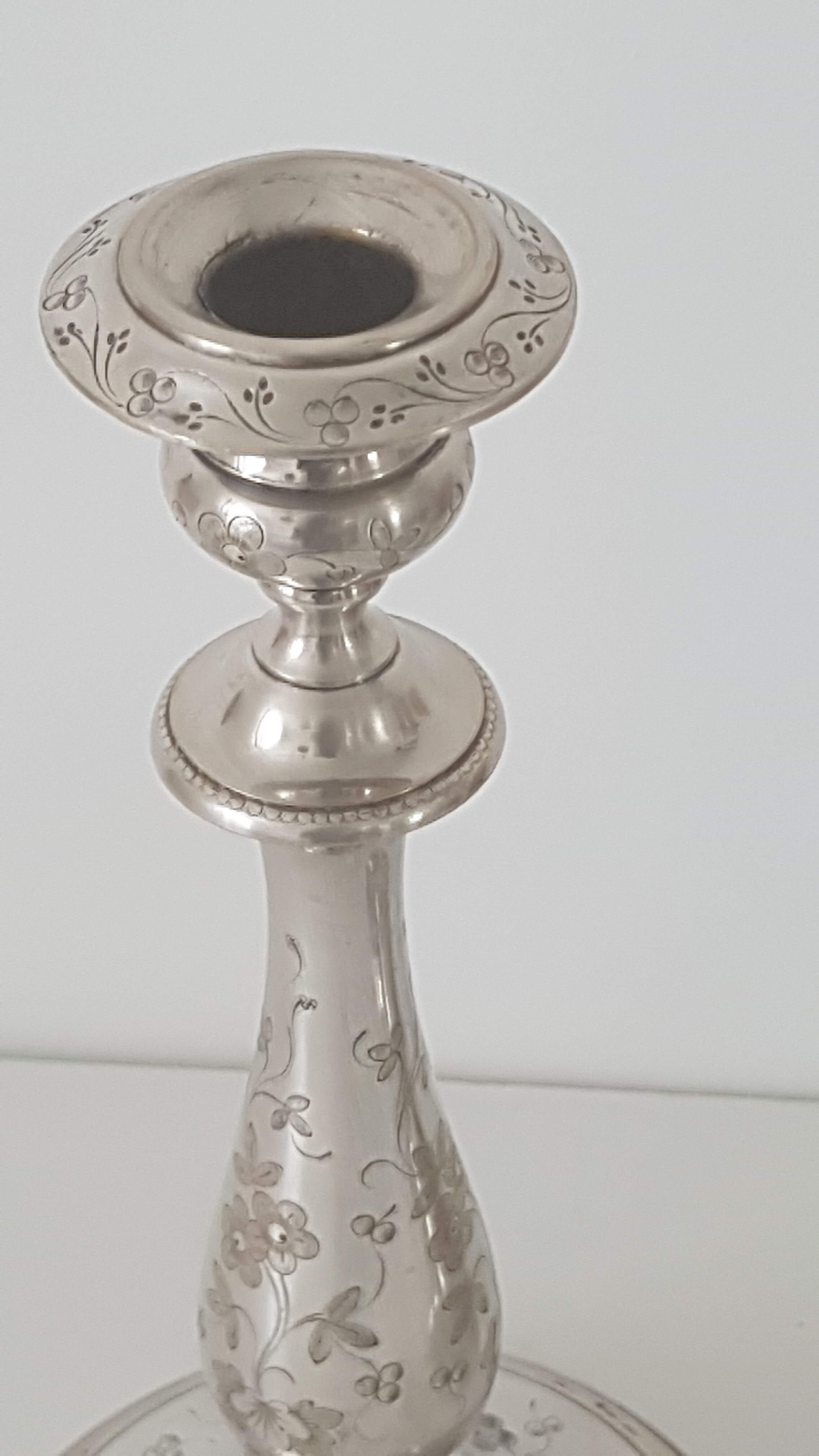 Pair of old candlesticks silver metal Christopfle