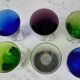 Set of 6 colored wine glasses feet flowers 60s-70s