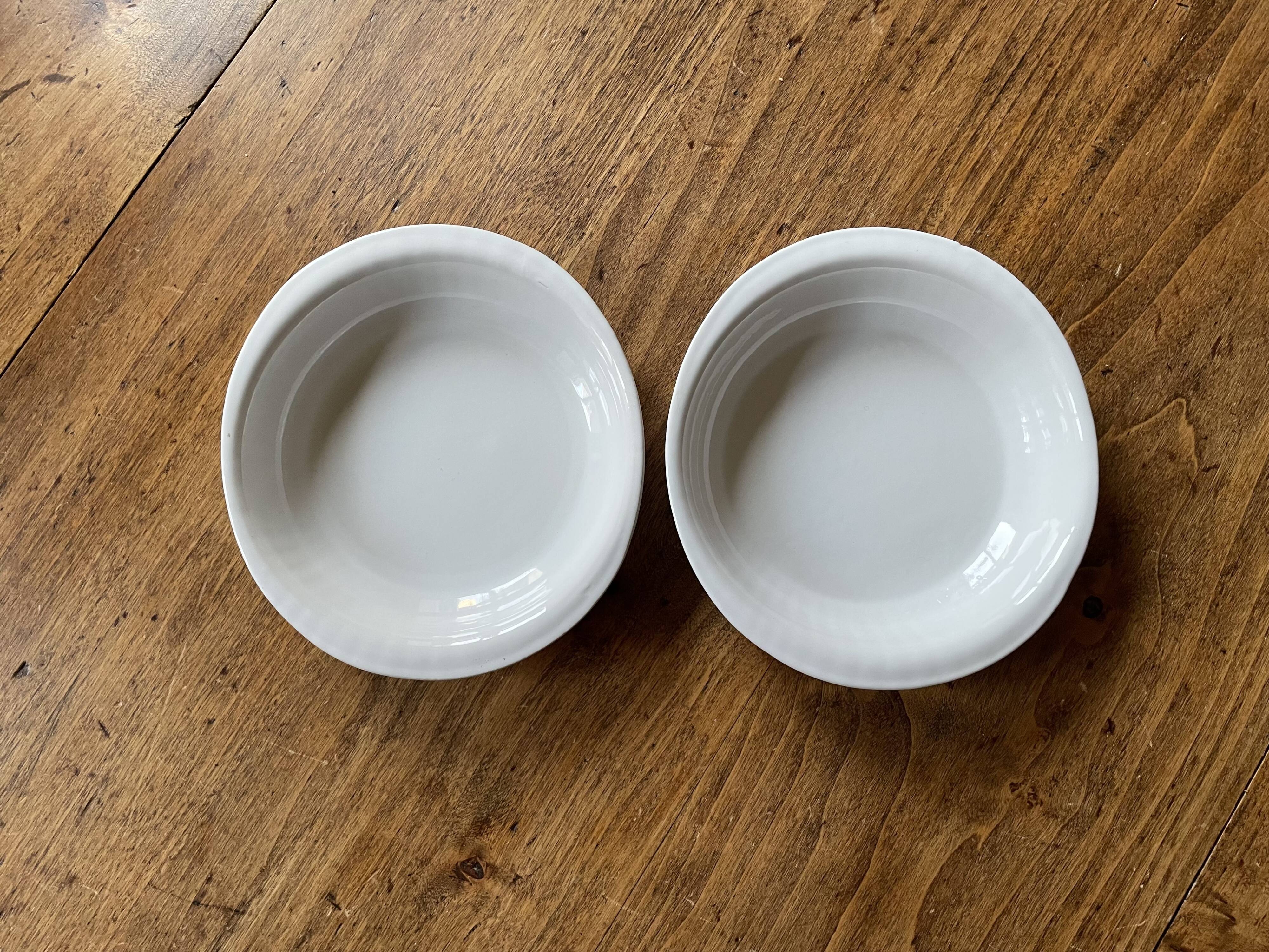 2 small old, vintage oven dishes - white ceramic