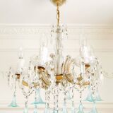 Lustre Marie-Thérèse en cristal et verre de Murano bleu