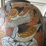 Vase en laiton émaillé