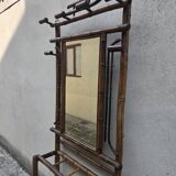 Vestiaire en bambou teinté avec miroir et porte-parapluies – 1920