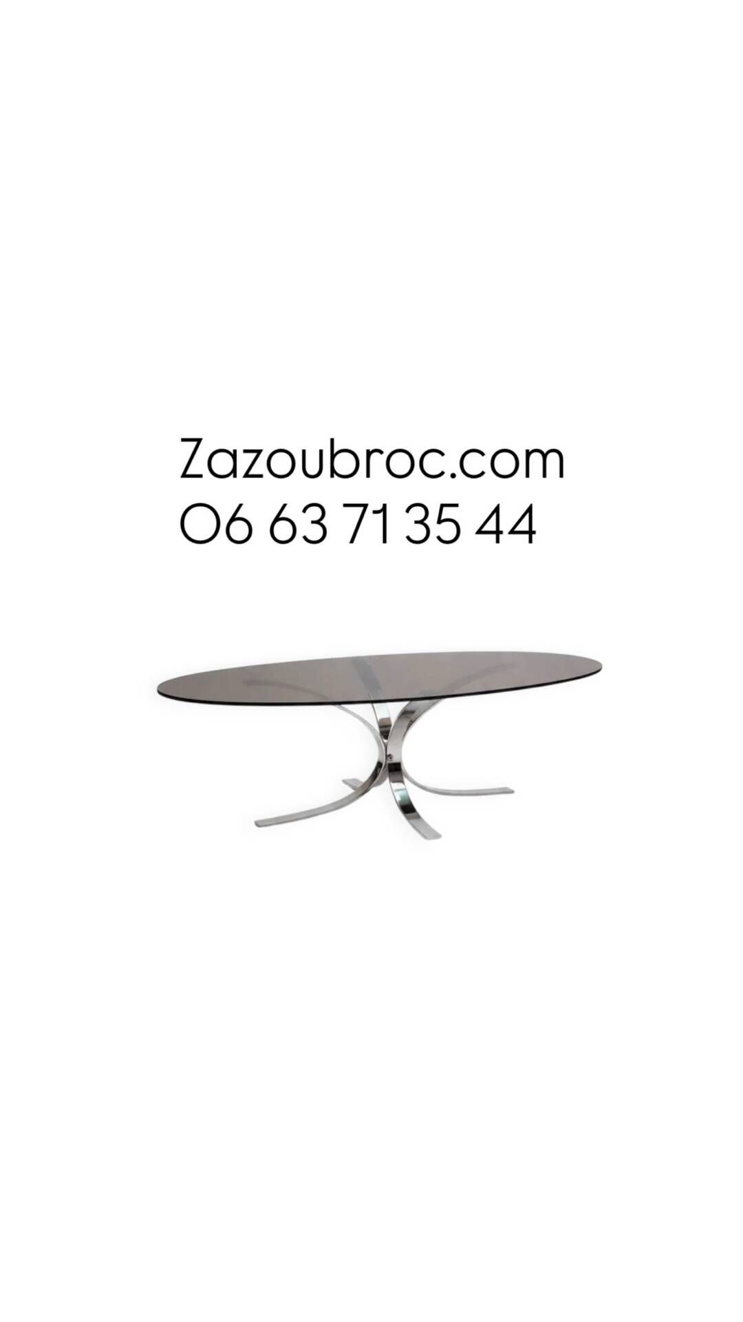 Vintage oval coffee table, 1970.