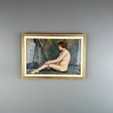 Oil Painting on Canvas Seated Nude, French School, Early 20th Century