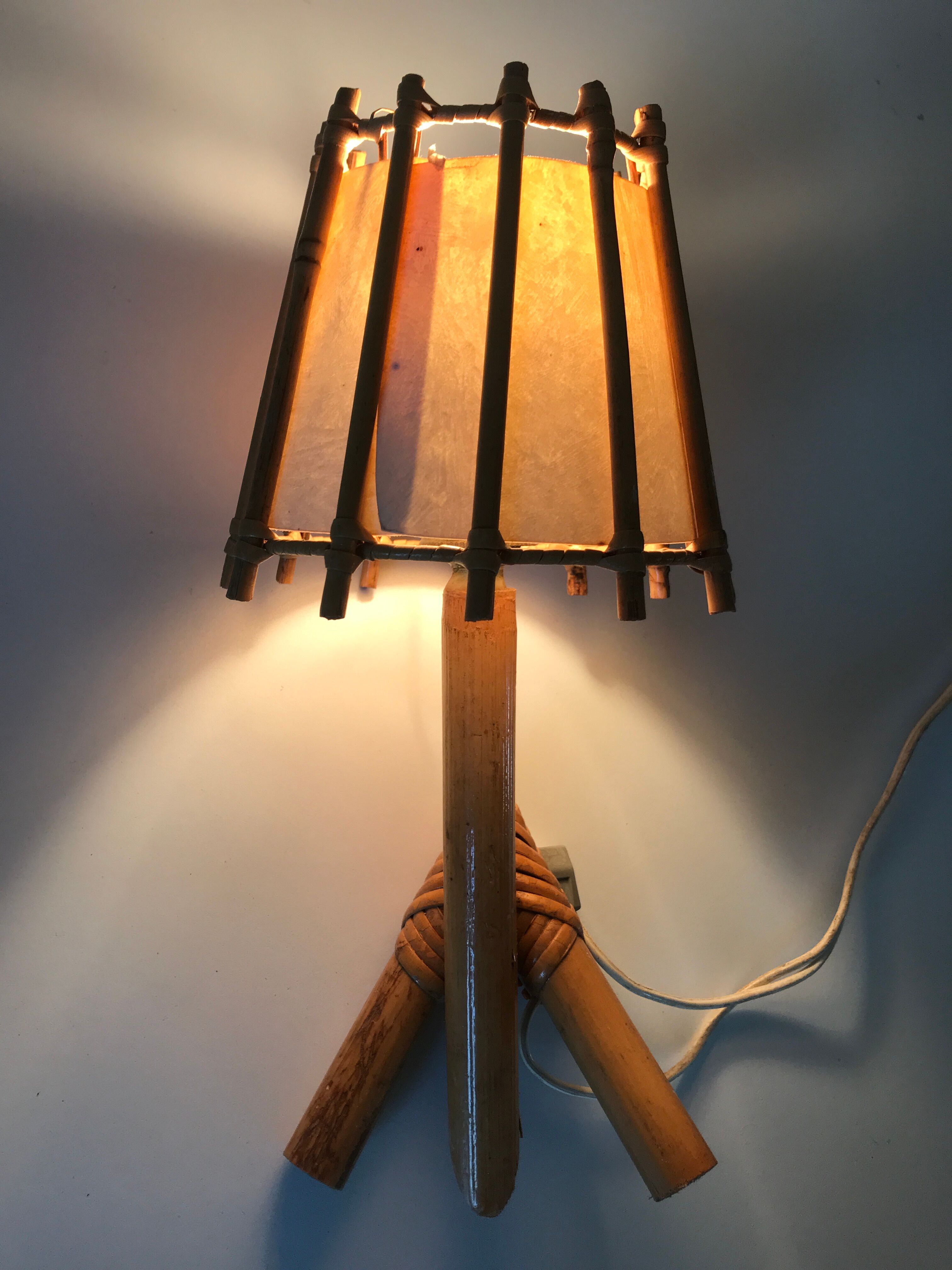 Vintage rattan wall lamp design 60 years