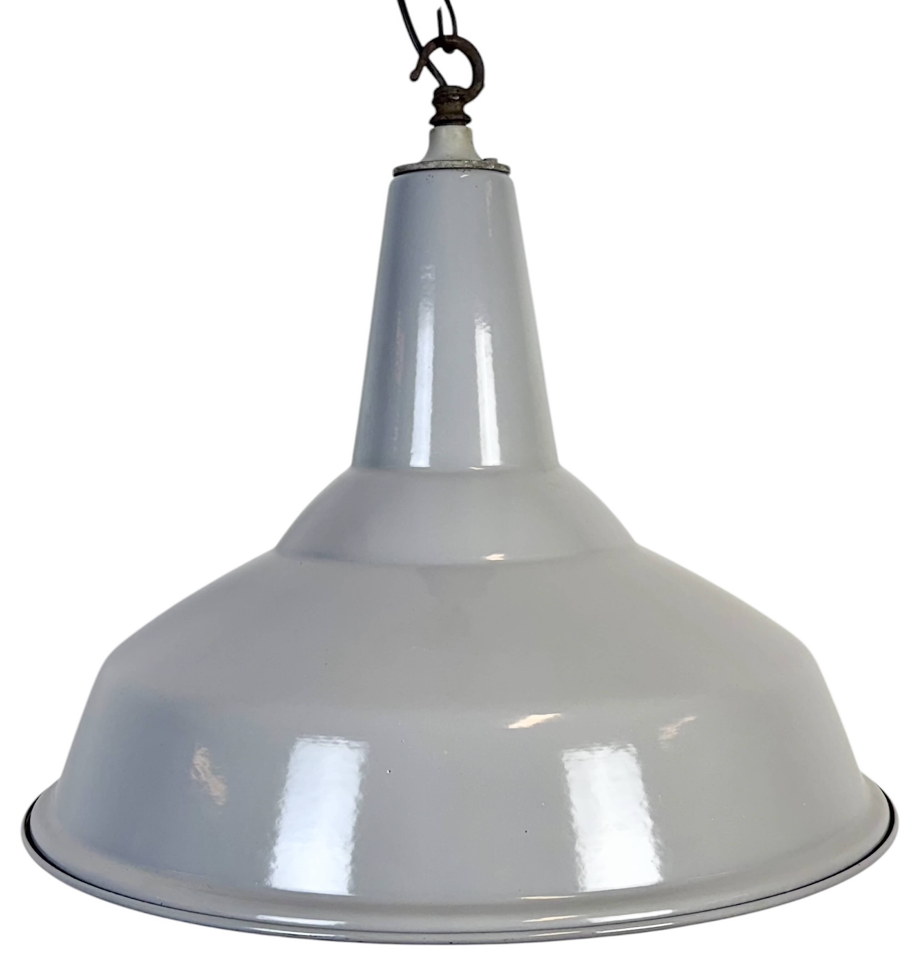 Large Industrial British Grey Enamel Pendant Lamp from Benjamin, 1960s