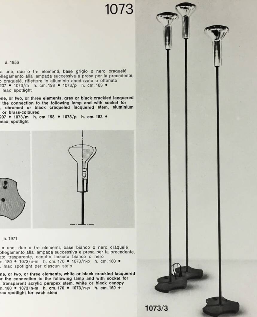 Vintage modernist floor lamp, Gino Sarfatti model 1073, Arteluce Italy 1956