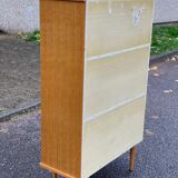 Vintage Scandinavian glass secretary with 3 doors and compass legs 145cm