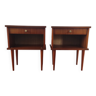 Pair of vintage 1960 Scandinavian-inspired bedside tables