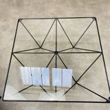 Pyramidal steel wire and glass coffee table