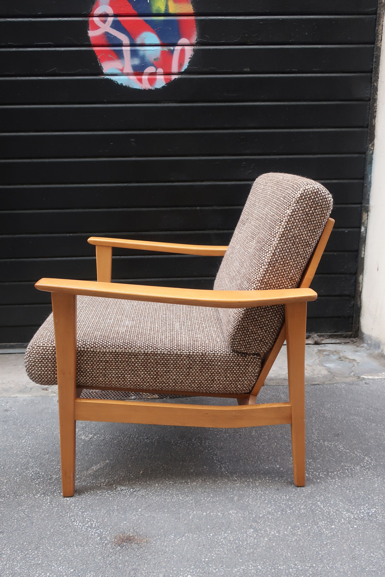 Armchair in wood and fabric 1960