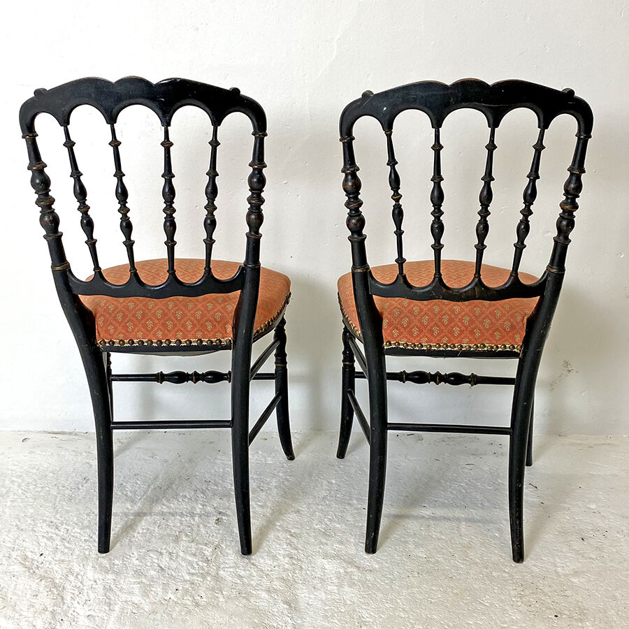 Pair of Blackened Wooden Napoleon III Chairs