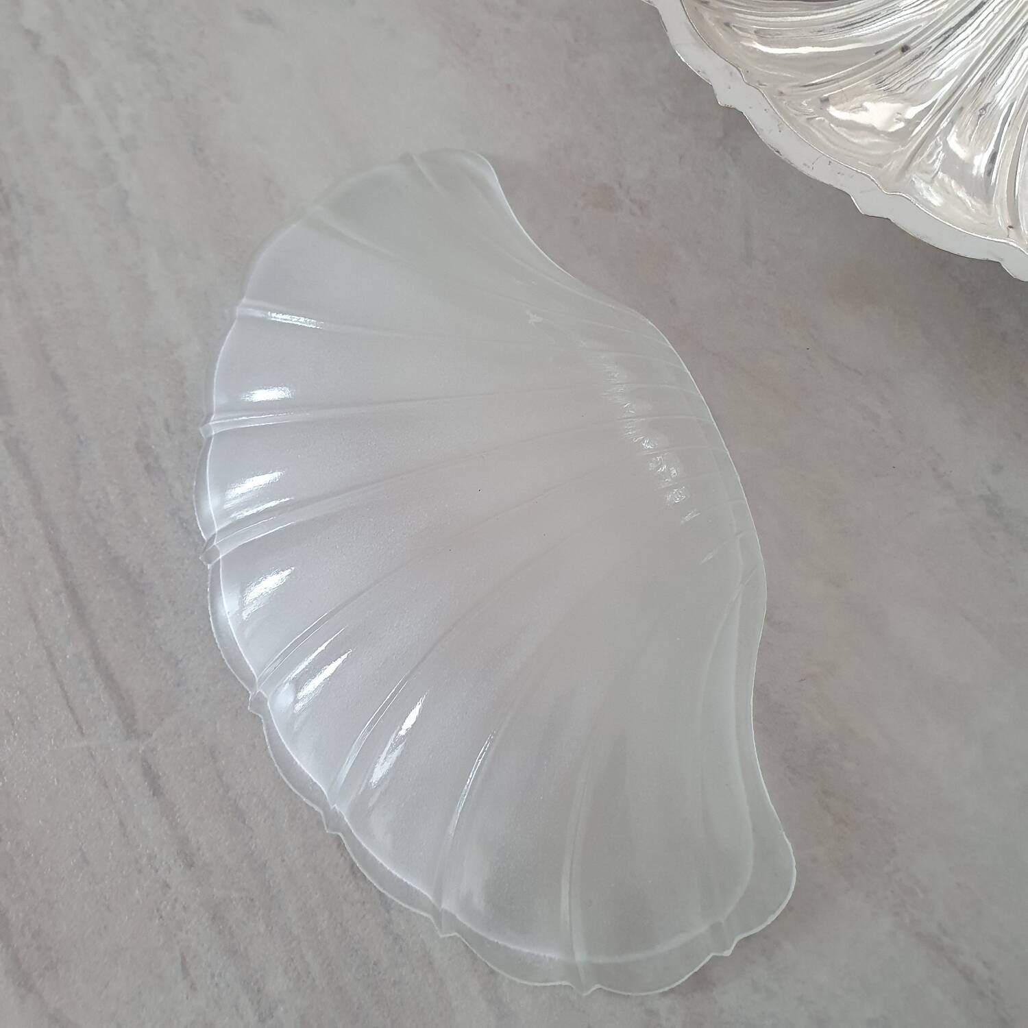 Deschamps Freres butter dish with silver-plated metal shell and V-shaped bowl