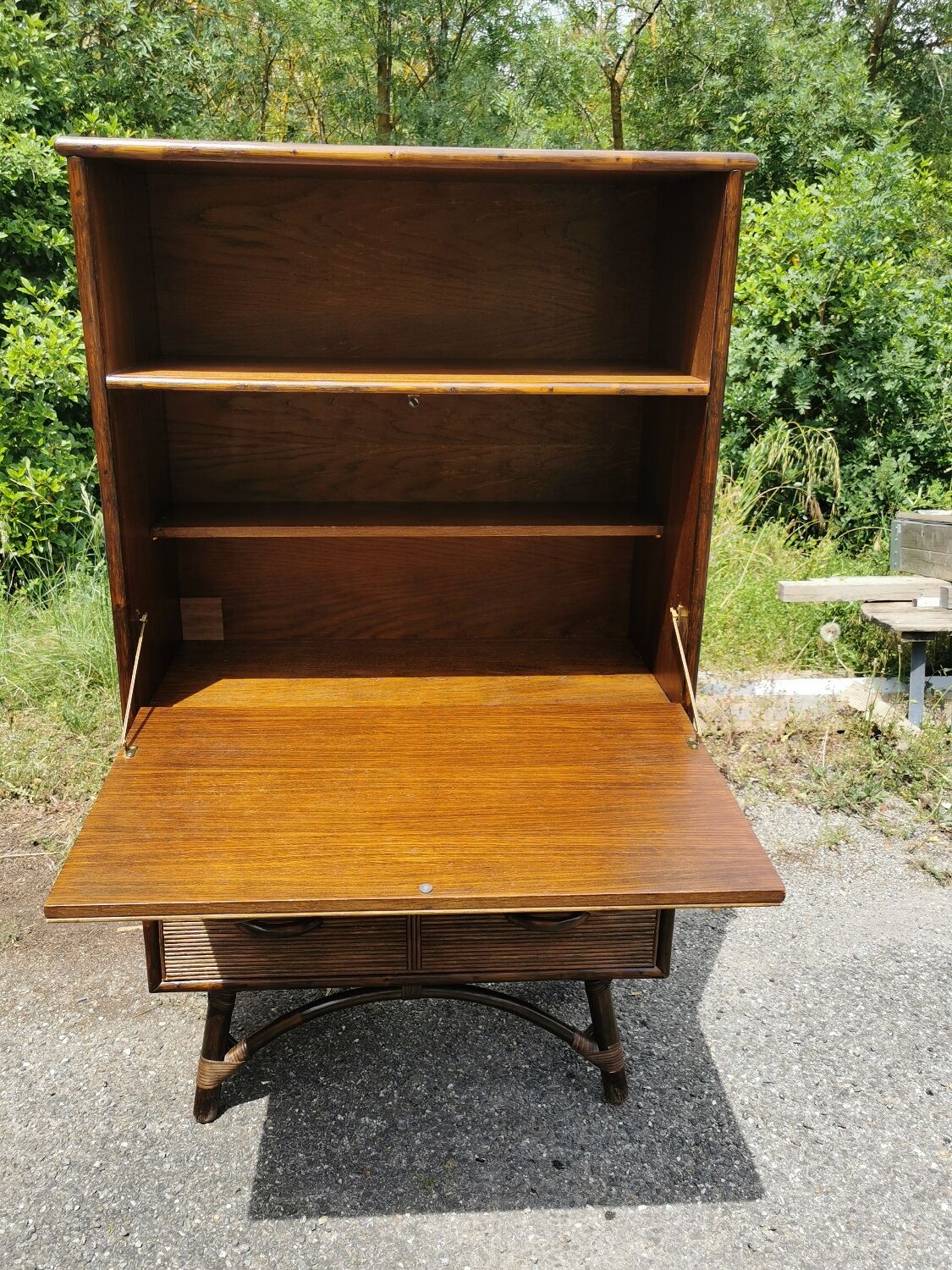 Vintage bamboo bar cabinet