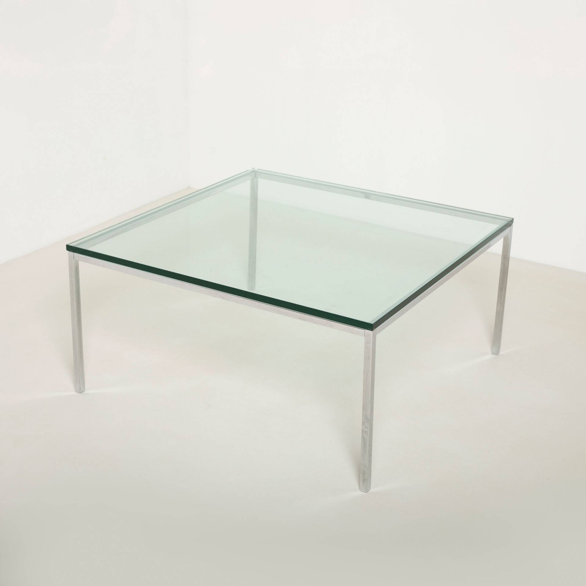 Modernist chrome and thick tempered glass coffe table, Germany, 1980s