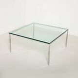 Modernist chrome and thick tempered glass coffe table, Germany, 1980s