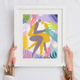 Two lovers in grass illustration poster