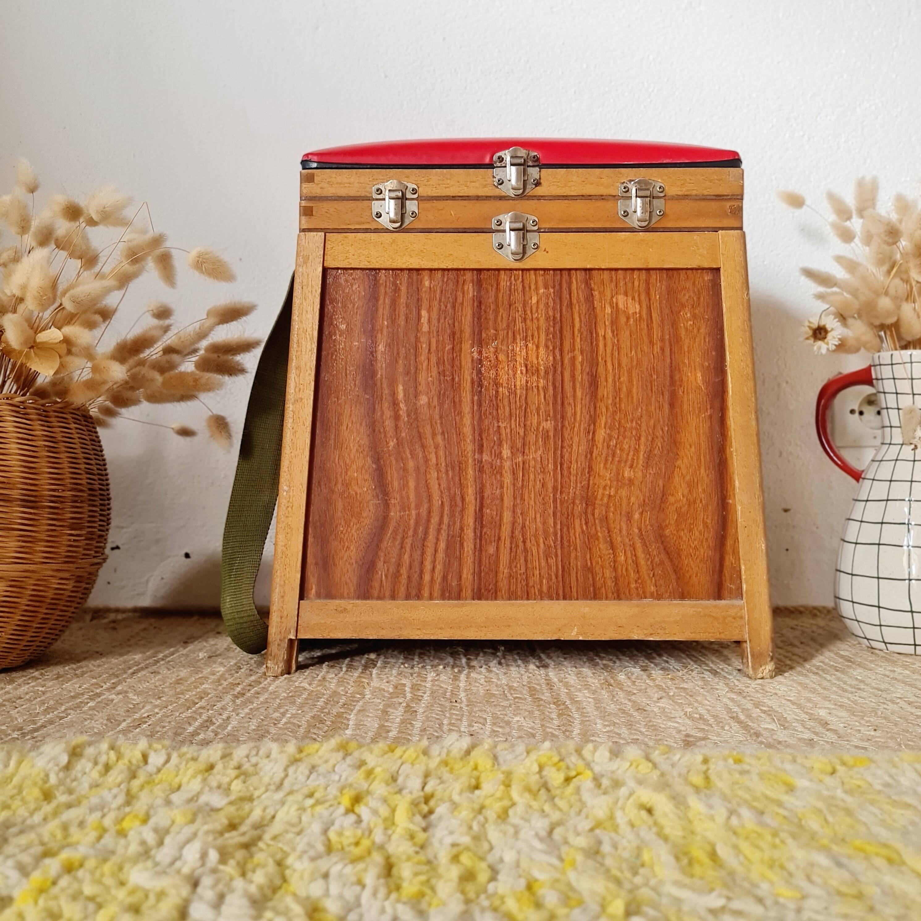 Old fisherman's chest, vintage workshop stool