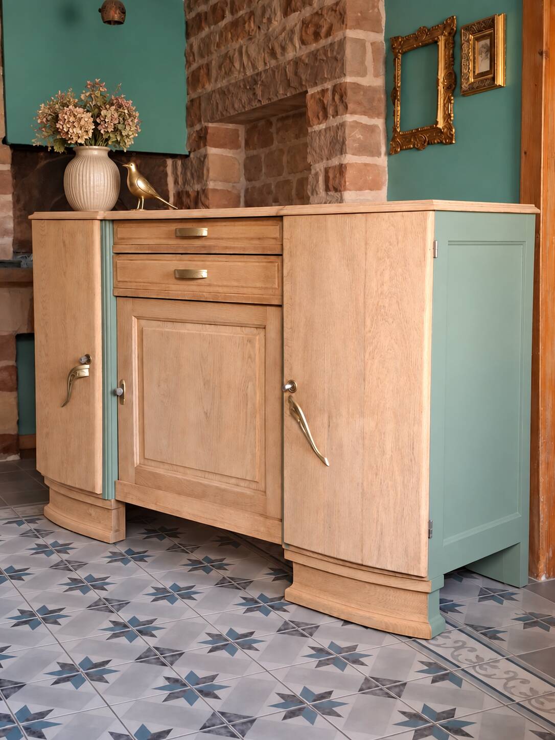 Art deco buffet in raw oak refurbished