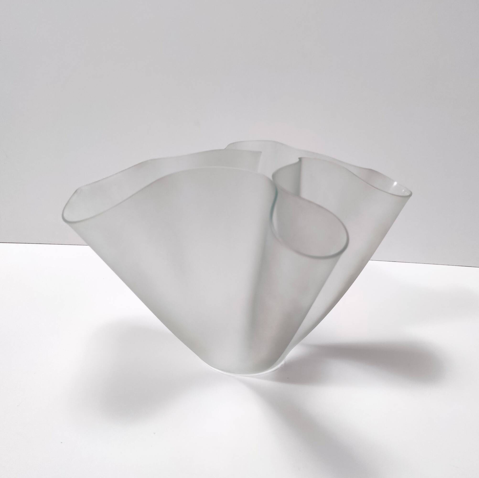 Transparent Etched Glass Vase "Cartoccio" by Pietro Chiesa for Fontana Arte