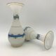 Pair of ancient opaline vases, flower decoration and blue and gold fillets - Circa 1900