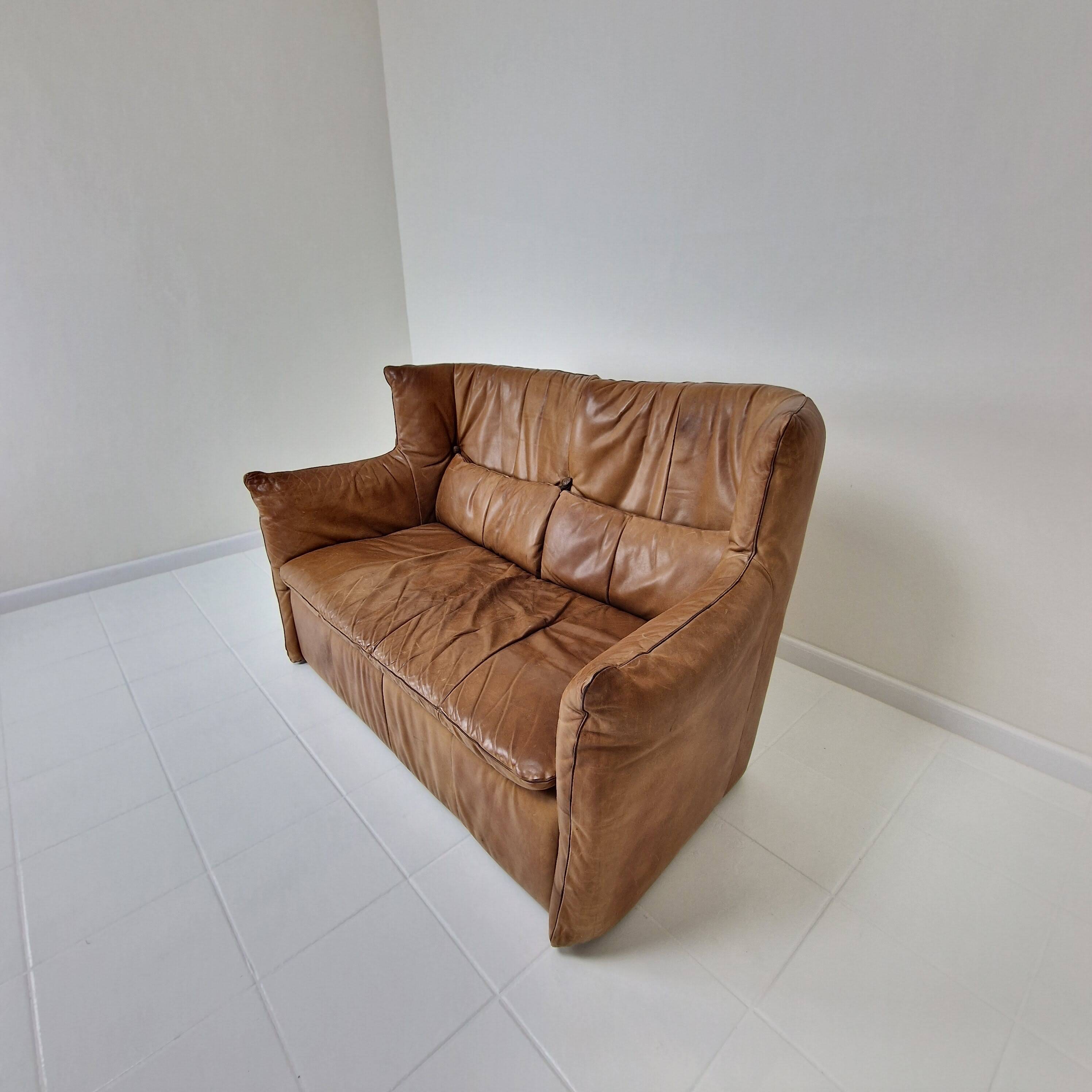 High Back Sofa in Cognac Leather by Gerard Van Den Berg for Montis, 1980s