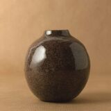 Vase soliflore stoneware antique enamelled brown coconut vintage 1976